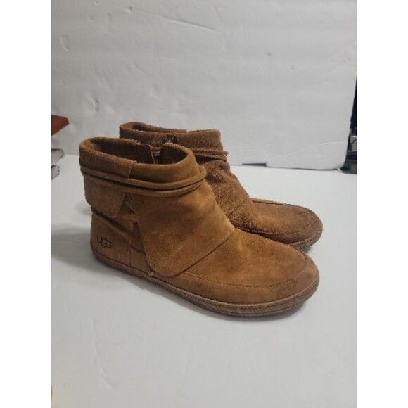 UGG Boots Womens Reid Ankle Booties Brown Suede Moc Toe Side Zip  Size 9 - Picture 4 of 7